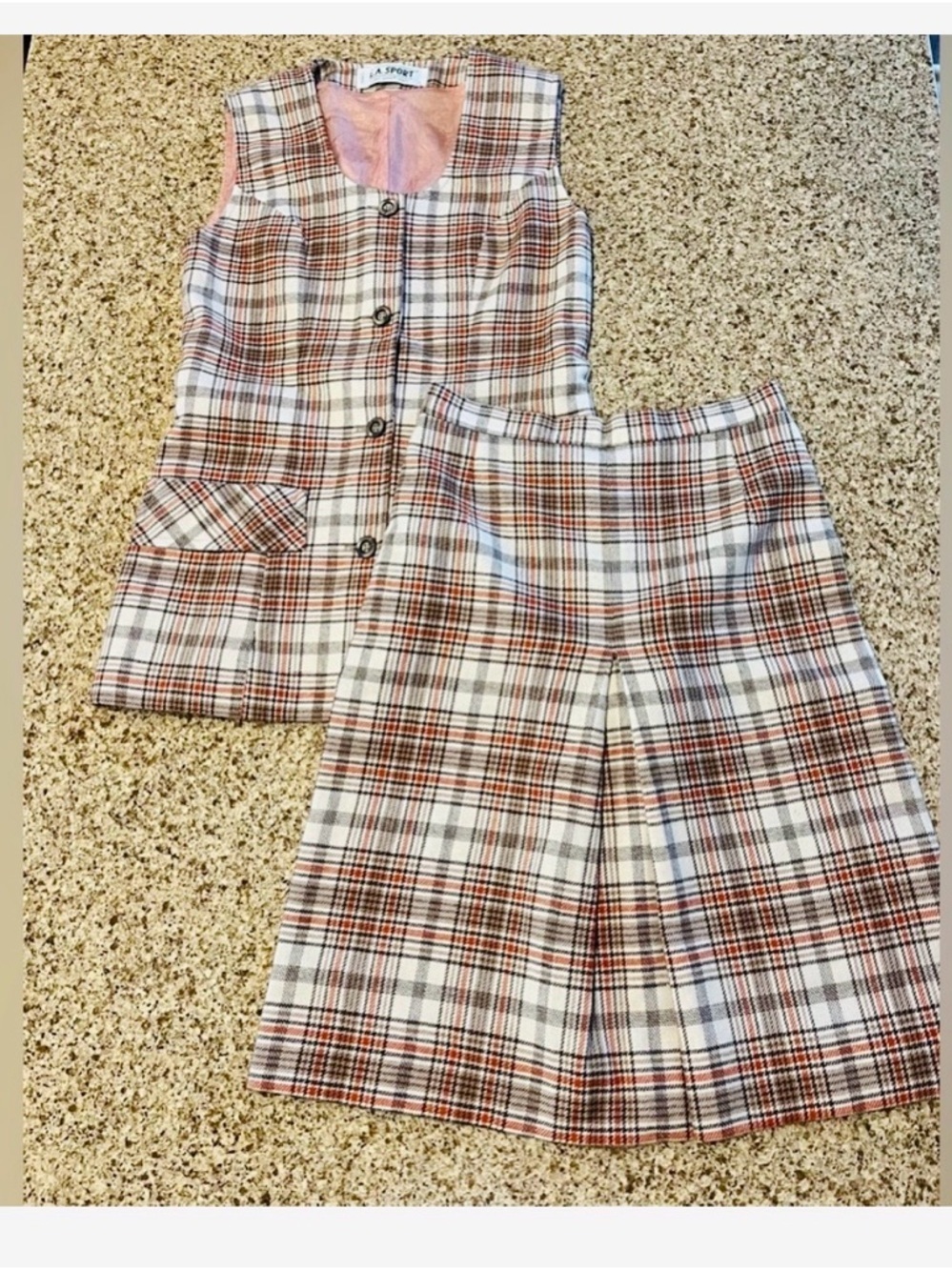 Vintage Two-Piece Tartan Wool Vest Suit XS - Picture 2 of 11